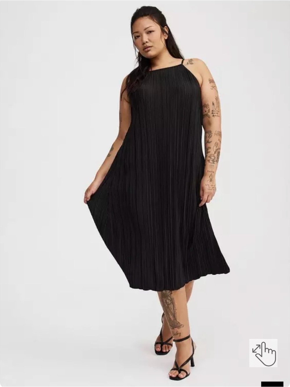 torrid Black Pleated Halter Midi Dress Size 1X 14/16